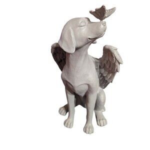 Dog with Angel Wings and Butterfly Resin Statue